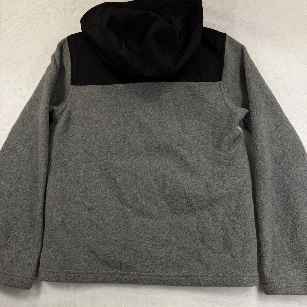 The North Face Boy's Medium 10/12 Slacker Full Zip Fleece Gray Blk Hoodie Jacket